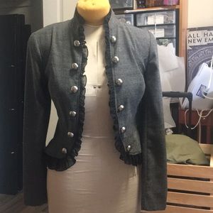 Chiffon ruffle blazer